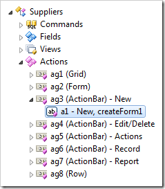 Action 'New' displayed in Project Explorer