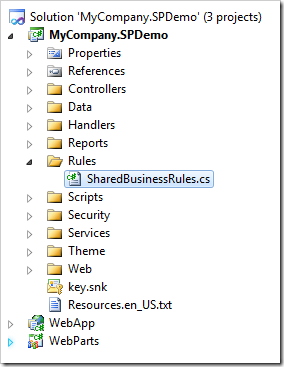 Shared Business Rules class in a Code On Time web application