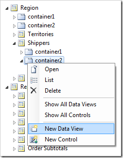 New Data View added to container2 of Shippers page
