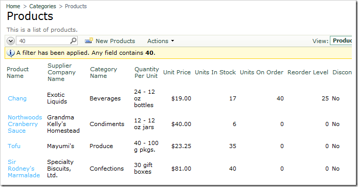 Search results for '40' in Products grid view
