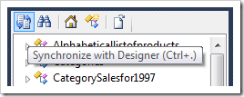 Synchronize with Designer button on Project Explorer toolbar.