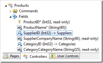 SupplierID field in the Products controller in Project Explorer.