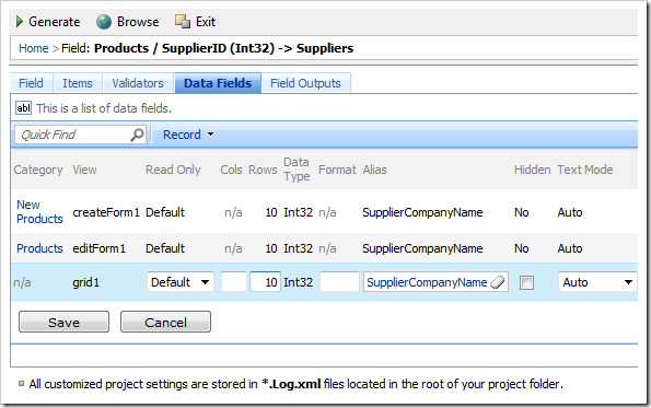 Change all SupplierID data fields 'Row' property to '10'.