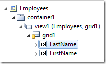 LastName data field on 'view1' of Employees controller.
