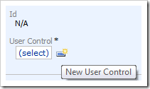 Create New User Control icon on New Control form.