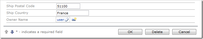 Selecting a user from the lookup will insert the User Name into the field.