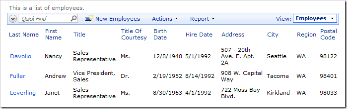 When logged in as admin, the Hire Date column will be visible.