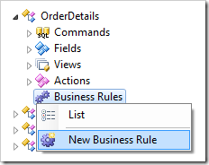 New Business Rule for OrderDetails controller in Project Explorer.