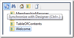 Synchronize button on the Project Explorer toolbar.