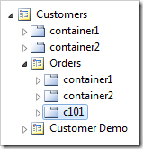 Container 'c101' placed at the end of Orders page.