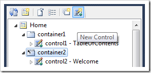 New Control icon on the Project Explorer toolbar.