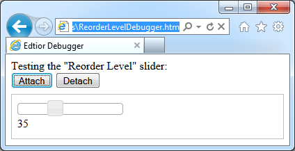 The slider is attached to the input element when a user clicks on 'Attach' button
