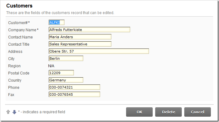 Customer not from USA does not have an editable Region data field.