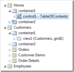 Control1 synched in the Project Explorer.