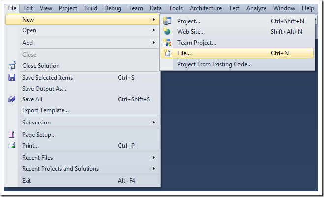Create new file in Visual Studio.