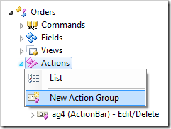 New Action Group context menu option.