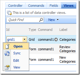 Open context menu option for Views.