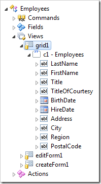 The grid has been converted into a form. All data fields have been placed in a category.