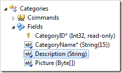 Description field in the Categories controller in the Project Explorer.
