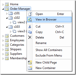 'View in Browser' context menu option for a page node will generate the project and open the relevant page in the default browser.