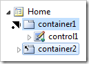 Dropping 'container2' node on the left side of 'container1'.