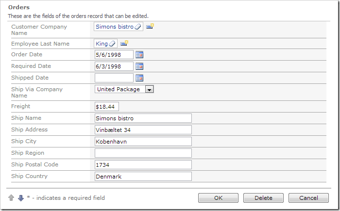 Data fields in the Orders edit form have been resized.