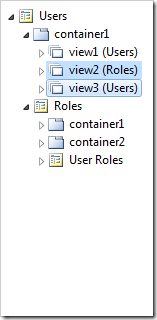 The copied controllers have been instantiated as views in the container.