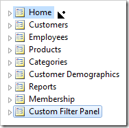 Dropping 'Custom Filter Panel' page on the right side of 'Home' page.