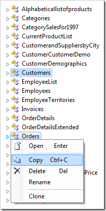 Copying the 'Orders' and 'Customers' controllers.