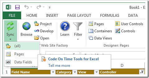 Synchronizing project changes in Tools for Excel.