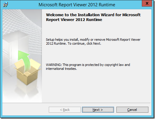 Installing Microsoft Report Viewer 2012 Runtime.