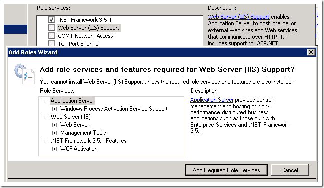 Adding Web Server (IIS) Support.