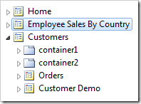 The Employee Sales By Country page has been placed after Home page node.