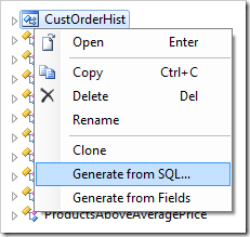 Generating the new controller from SQL.