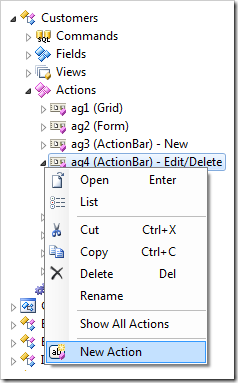 Creating a new action in Customers controller.