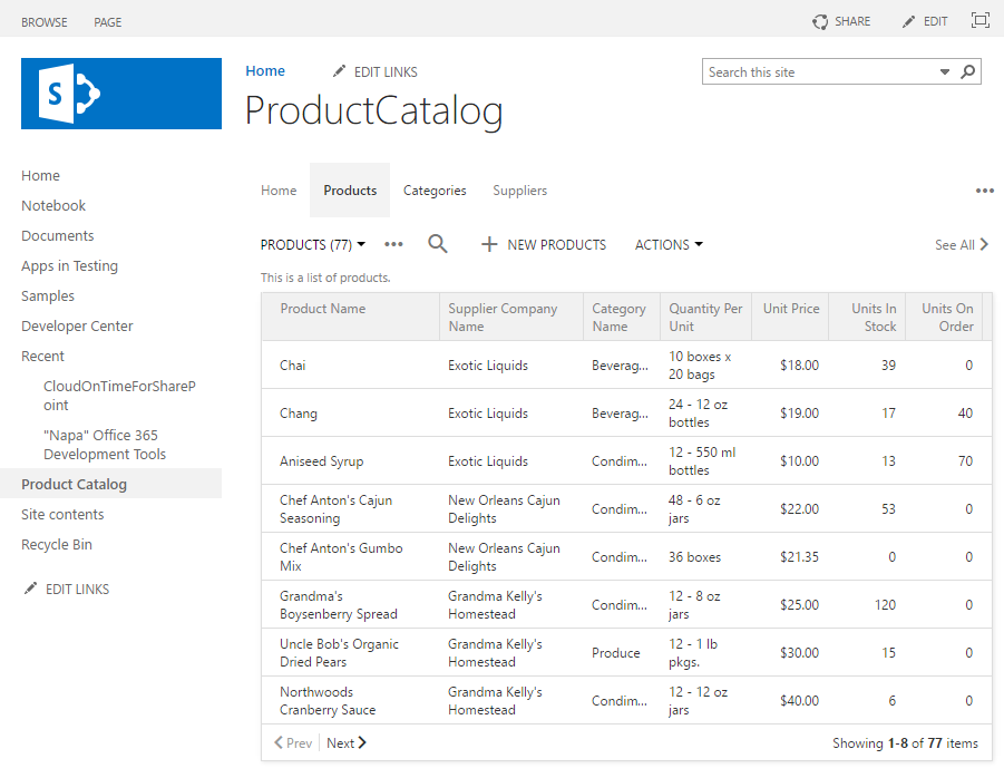 App created with Code On Time is integrated in SharePoint Online.