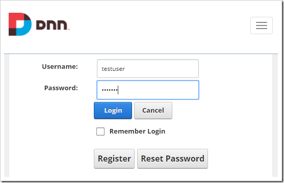 Redirected to the DNN login page.