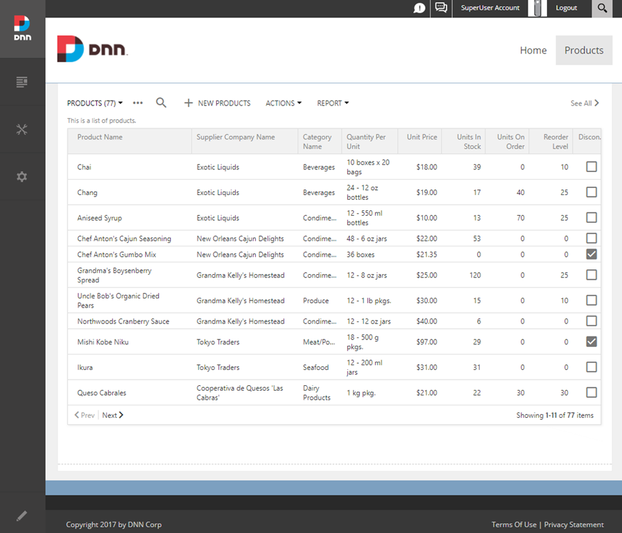 App created with Code On Time is integrated in the instance of DotNetNuke Portal.