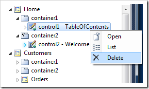 Deleting a user control instance from a page container