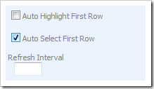Data view property 'Auto Select First Row' in the Project Designer