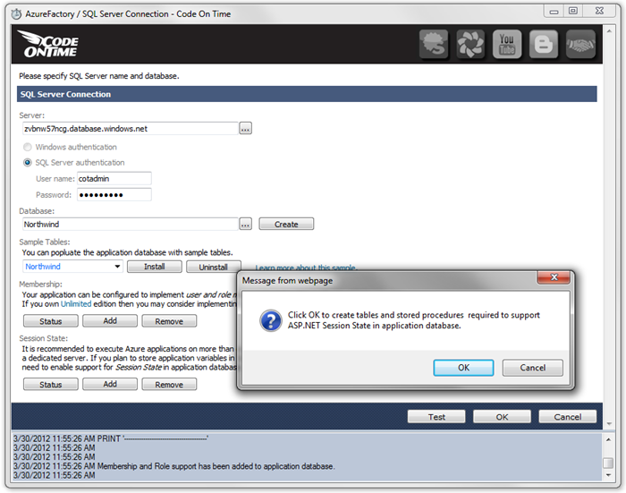 Installing Session State Management from Code On Time web application generator