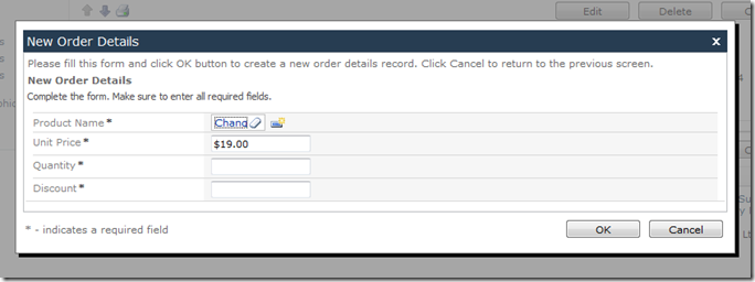 New Order Details screen in Code On Time web application