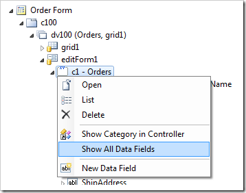 List option in Code On Time Explorer