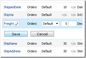 Changing the size of data field