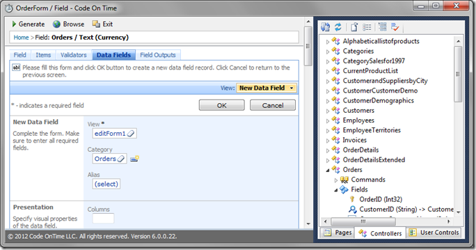 New 'Subtotal' Data Field in editForm1