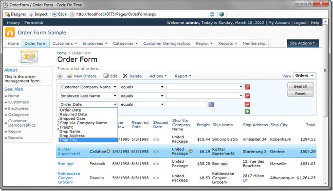 'Total' field in Order Form is not searchable or filterable