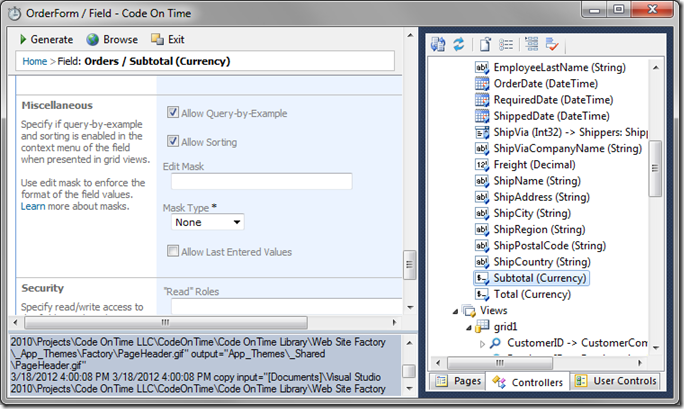 Enable Query-by-Example and Sorting on 'Subtotal' field