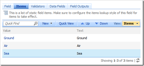 Three new data items for field