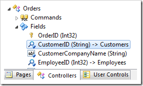 Customer ID field under Controllers tab of Code On Time Project Explorer