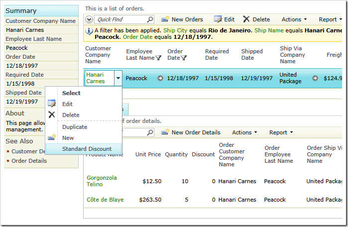 Discounting order line items with 'SQL' action